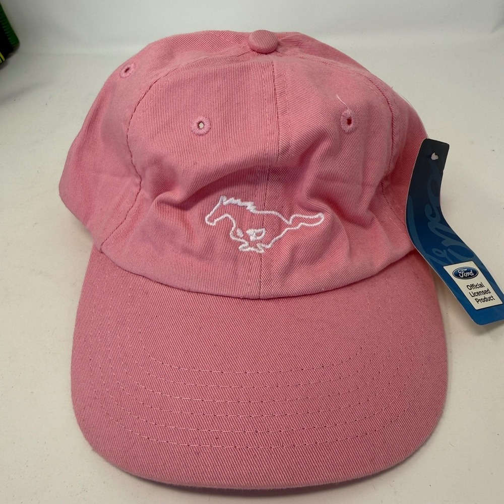 Ford Mustang Pink Cotton Baseball Cap Hat Embroidered Logo Adjustable NWT